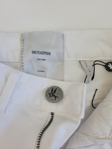 Jeans al ginocchio Freebirds II vita super alta un cucchiaino nuovo senza etichette, bianco - taglia 22 - Foto 11 di 12