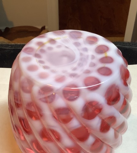 Antico vaso opalescente mirtillo vetro buckeye co 1887 grandi finestre vortice - Foto 9 di 11