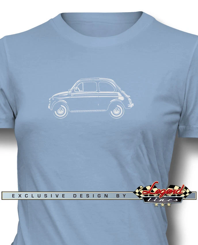 Fiat 500 1957 1975 T Shirt for Women Multiple Colors and Sizes Italian Car