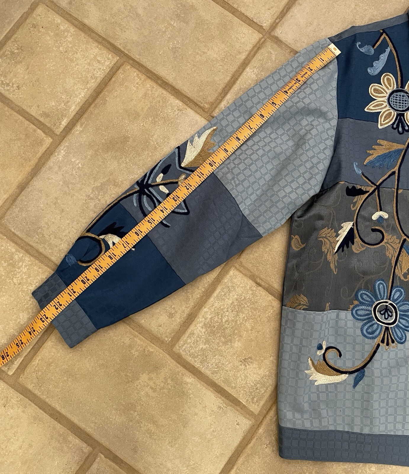 Indigo Moon Patchwork Jacket Womens Blue Embroide… - image 7