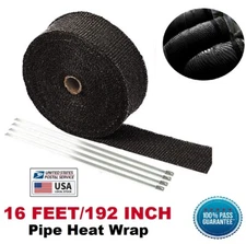 16 Feet Fiberglass Exhaust Header Pipe Heat Wrap Insulation Tape + 4 Ties Kit US