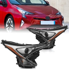 Pair Headlights Assembly W/Led Bulbs For 2016 2017 2018 Toyota Prius Headlamps