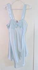 TR too Women's Sz SM Blue Satin Slip Dress Babydoll Nightgown Y2K 90's Coquette