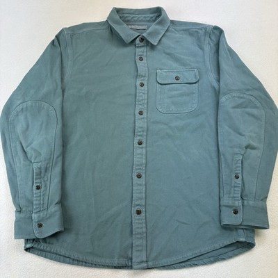 Outerknown Twill Flannel Rambler Shirt Organic Cotton Medium Turquoise Blue