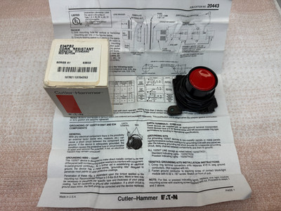 EATON CUTLER HAMMER E34 PB 2 Red Corrosion Resistant Push Button Fast Shipping