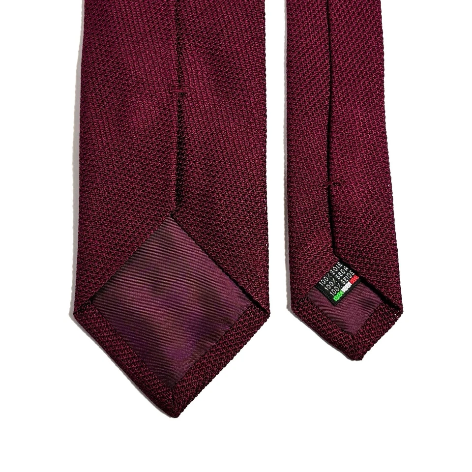 Gravata de seda borgonha granadina (Garza Fina) feita à mão na Itália - Imagem 4 de 4