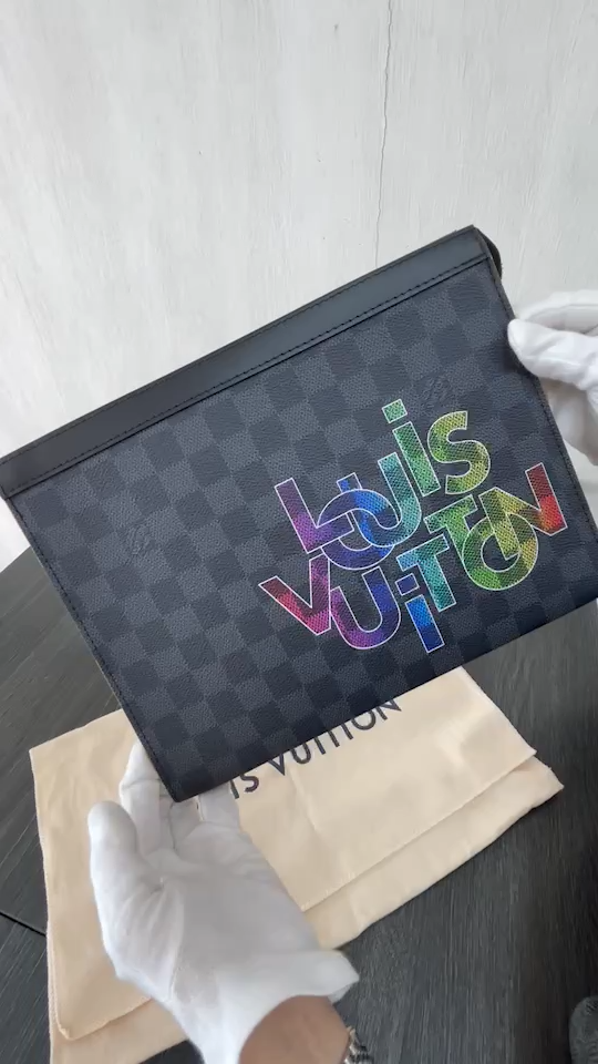 Louis Vuitton Pochette Voyage Pouch Black Canvas Damier Graphite