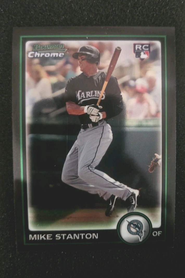 Topps 2010 Bowman Chrome Giancarlo Stanton Rookie #198 Mike on Card Marlins