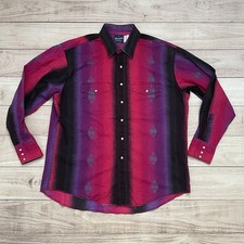 Vintage Y2K Wrangler Brushpopper Shirt Mens XL Aztec Pearl Snap Cowboy Western