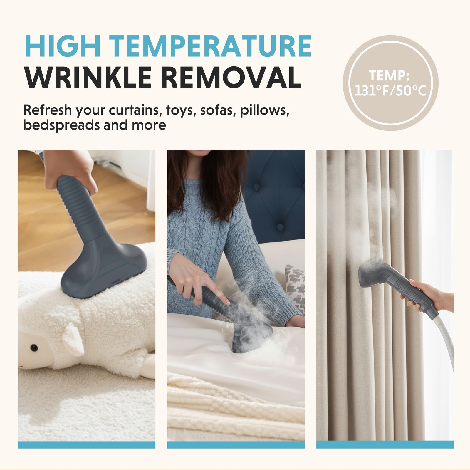 Standing Garment Steamer for Clothes with Wheels, 1500W Powerful Steam Grey