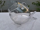 Clear Glass Blenko Style Open Mouth Fish Vase Terrarium