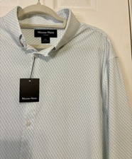 Mens Mizzen Main Leeward L/S Classic Fit Dress Shirt - White Diamond, XL - NWT