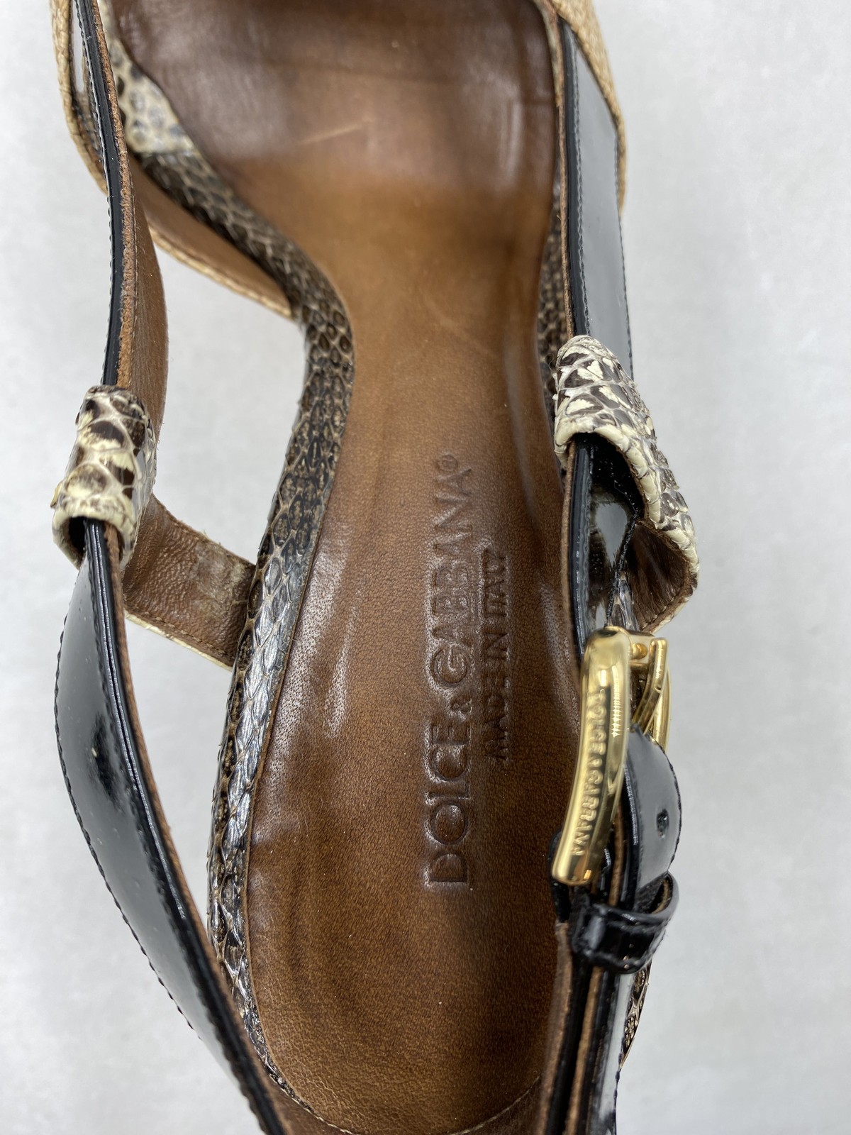 Dolce & Gabbana Beige Raffia Python Leather Platf… - image 6