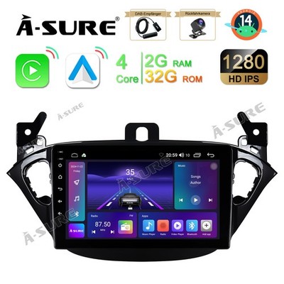 DAB+ Autoradio Für Opel Corsa E 2015-2019 Adam Android14 GPS CarPlay WiFi BT Kam