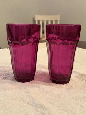 Pasabahce Amethyst Colored Highball Glasses Set Of 2 EUC