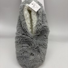 Auden Gray Faux-Fur Slipper Socks With Gripper Bottom - Women's Size M/L 8-10