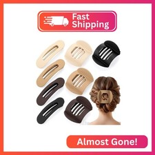 8 Pcs Flat Hair Clips for Women, 2 Styles Large Flat Claw Clips for Women, Stron