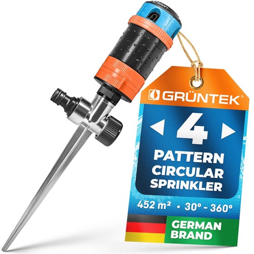 GRÜNTEK Circular Sprinkler on metal spike. Sector sprinkler lawn sprinkler
