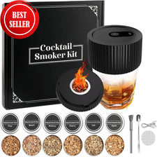 Electric Whiskey Smoker Kit with 6 LED Lights & Rechargeable Built-In Lighter, N