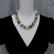 Collana Giada Naturale Verde Collana In Giada Naturale Verde - Perline Rotonde Sfaccettate 6-14 Mm, Lunghezza 18 Pollici, Placcata Argento Green Cell