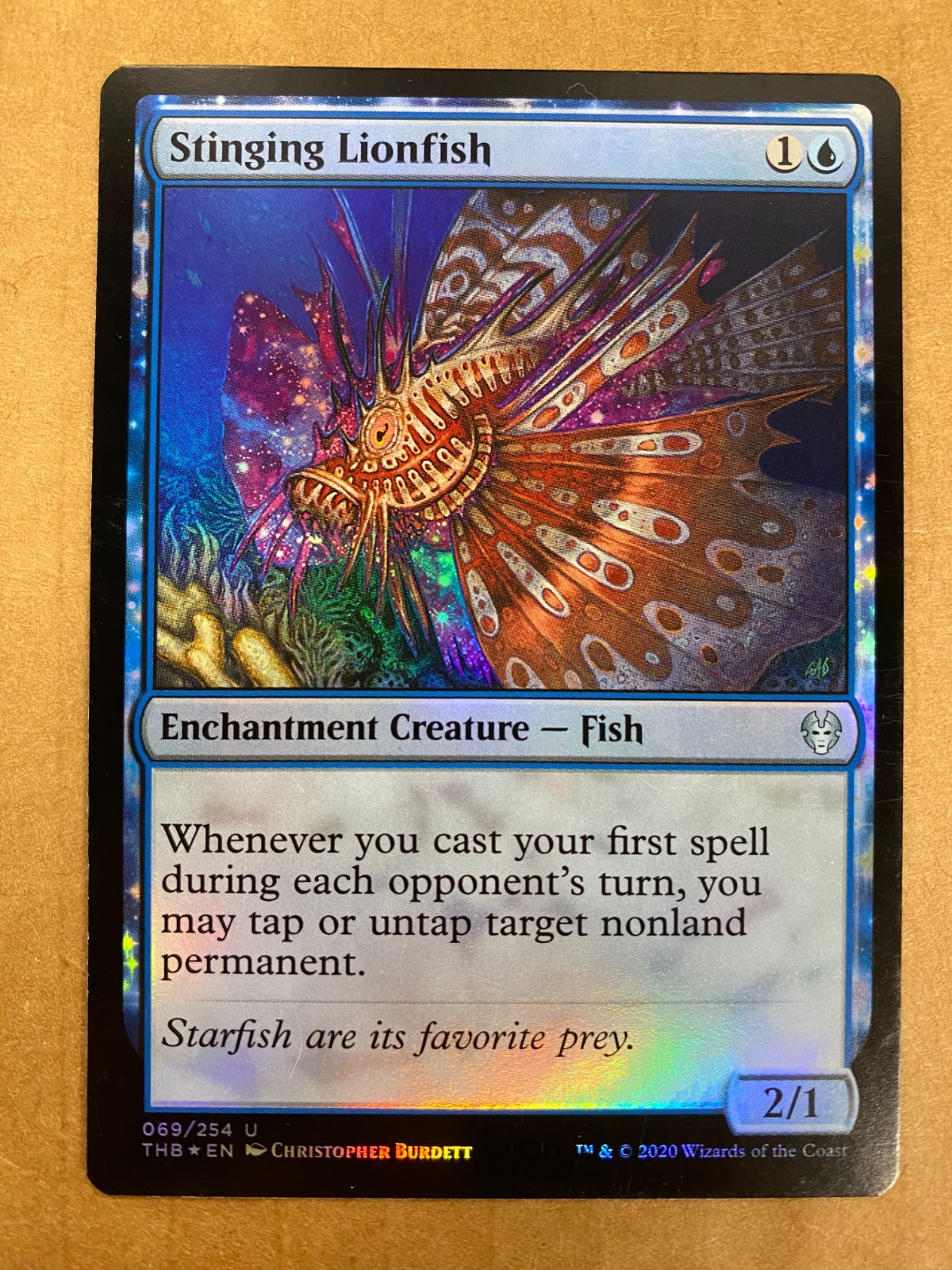 MTG 1x FOIL Stinging Lionfish # 69 Theros Beyond Death Magic the Gathering x1 NM