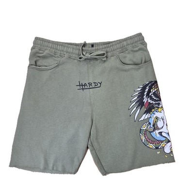 Ed Hardy Shorts S Herren Olivgrün Eagle Snake Tattoo Print Vintage Y2K Hardy