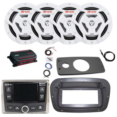 Infinity Radio, ANT, Amp w/Kit, 4x 6.5'' 150W White Speaker,Adapter, Spa Bezel