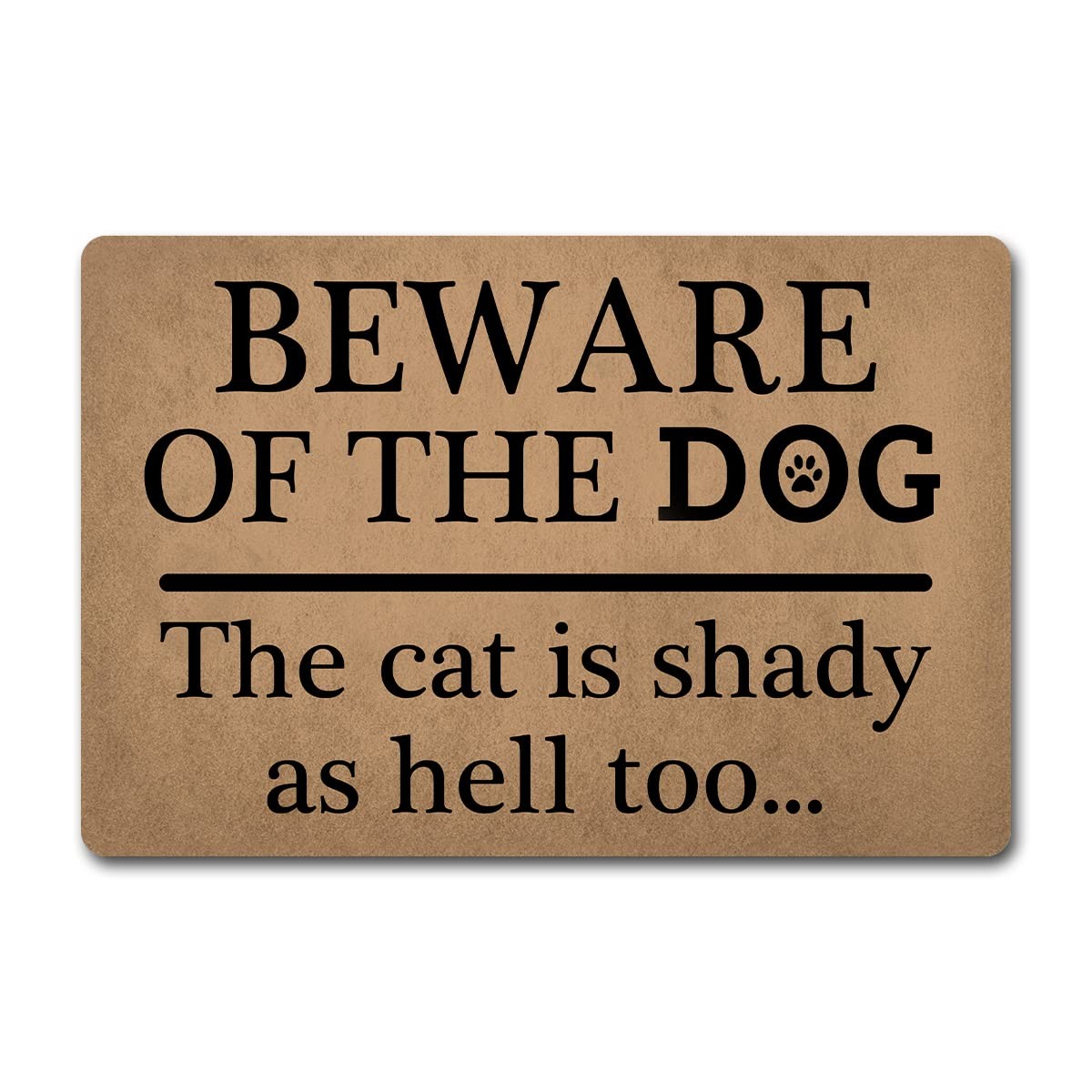 Funny Welcome Front Door Mats Indoor EntranceBeware of The Dog The Cat is Sha...