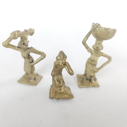 Ashanti Akan Gold Weight Figures Vintage Lot-3 Women Working in Fields