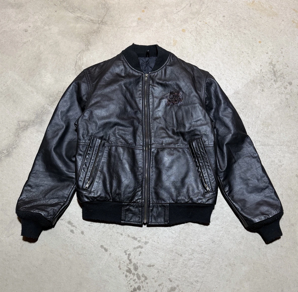 Bomber/Harrington Black Leather Vintage Outerwear Coats & Jackets