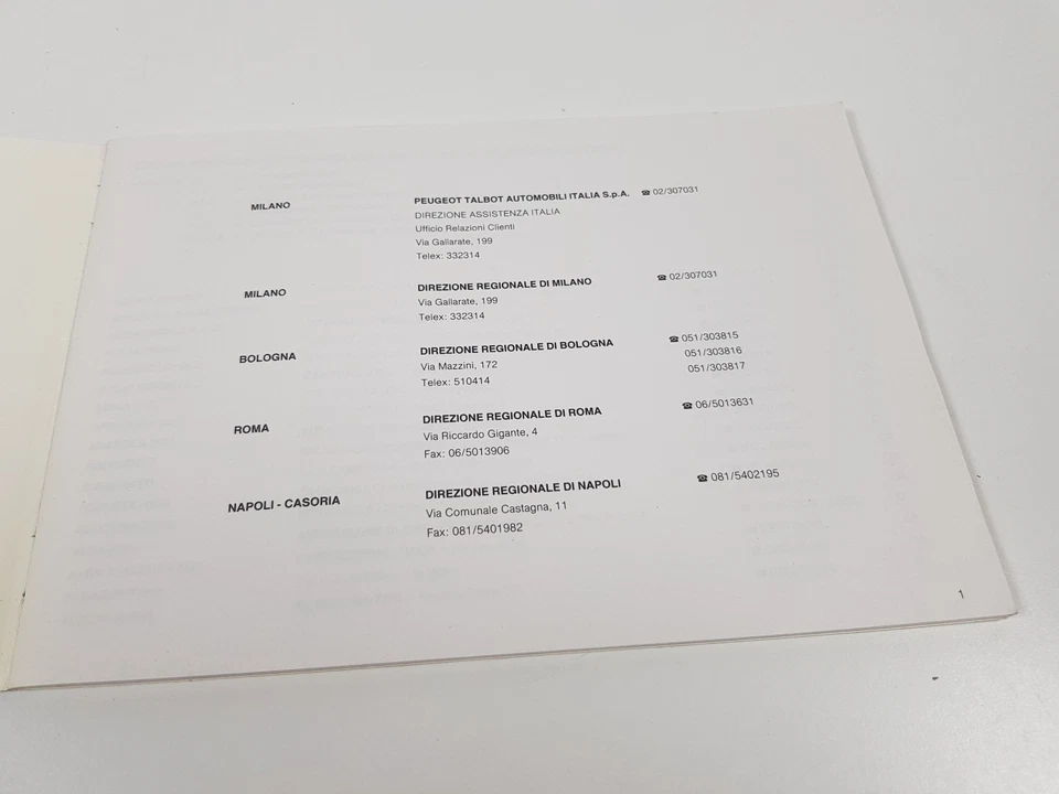 Manuale libretto uso e manutenzione Peugeot rete di assistenza Italia originale. - Immagine 4 di 4