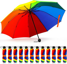 12 Pc Rainbow Umbrella Portable Tri Folded Pride Umbrella Windproof Compact Rain