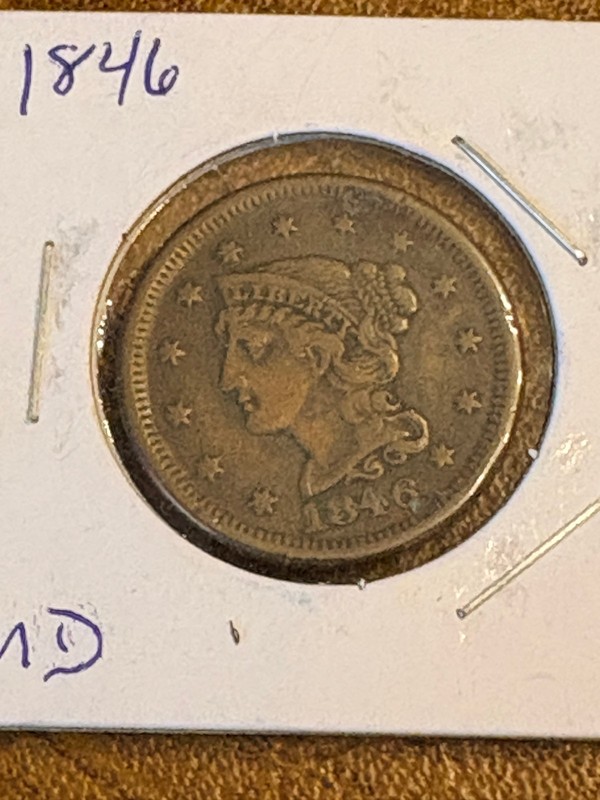 1846  braided hair Large Cent