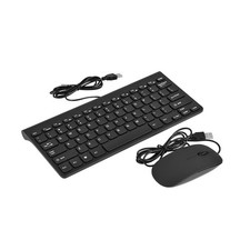 Richer-R Mini Wired Keyboard  Optical Mouse Set Compact USB PC Laptop Black