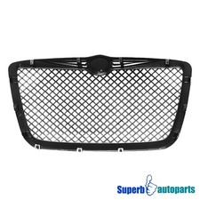 Rejilla Delantera Para Chrysler 300 2005-2010: Parrilla De Malla ABS, Color Plata, Instalación A Presión