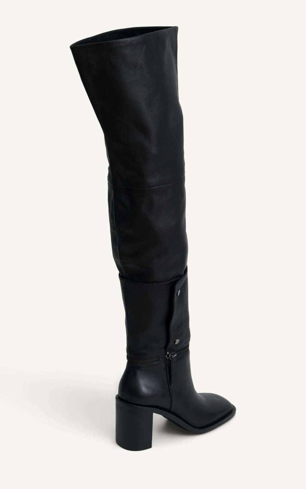 ZARA SRPLS Black Multi position Leather Over The Knee Heeled SIZE UK 5 EU 38 image 10