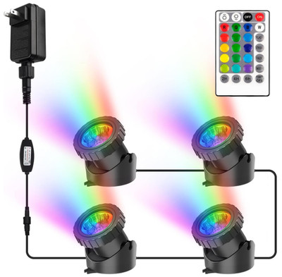 Luces RGB sumergibles IP68 con control remoto y temporizador, set de 4