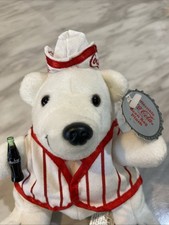 Coca Cola Polar Bear In Soda Fountain Outfit Bean Bag Plush Collectible 1998