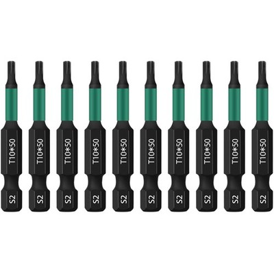 Torx Bit Set T10 50mm Sechskant 1/4 Zoll S2 Stahl 10 Stück mit Box