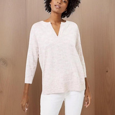 Ann Taylor LOFT Petite Womens XXSP LOFT Heather Flecked Split Neck Sweater 473