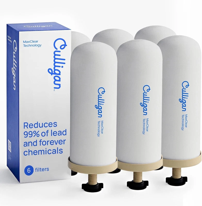 Culligan MaxClear 7” Gravity Water Filter Replacement - Berkey and ProOne - 6 Pack