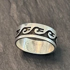 Hoyungwa Hopi Sterling Silver Mens Vintage Wide Band Ring Size 9.5