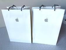 Lot of 2 Apple Store Logo Paper Shopping Gift Bags White Approx. 11.5" X 8"