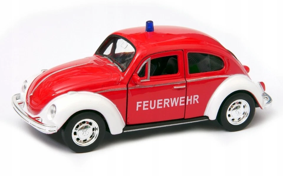 Welly Volkswagen Maggiolino Fire Deparment Rosso Scala 1:34 1:39 Auto 4,5... - Immagine 4 di 4