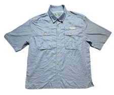 Magellan Outdoors Shirt Mens XL Blue Gingham Short Sleeve Fishing Button Up