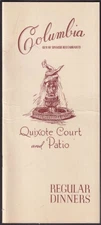 Columbia Quixote Court & Patio Regular Dinners Menu Tampa FL 1948