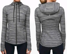 Lululemon Women's Define Nulu Vented Black Heathered Hoodie Full Zip Jacket 8