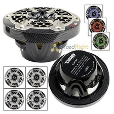 2 Pair 4 DS18 8" 2-Way Speakers CF8 Marine Hydro ATV RGB LED Lights 400 Watts