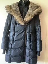 Mackage Women Trish Down Puffer Parka Coat Real Fur Size M Black