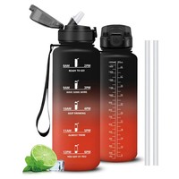 Mujigaga Trinkflasche 1,5L Sportflasche Mit Zeitmarkierung, Auslaufsicher,